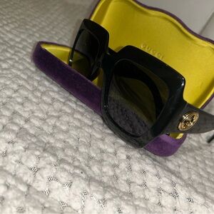 Gucci Black Sunglasses with Gold Accent